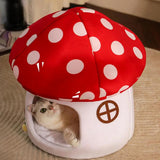 Darrahopens Pet Care > Cat Supplies > Cat Furniture Winter Mushroom Cat House Cozy Sleeping Pet Bed for Cats Indoor Warm Pet House