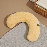 Darrahopens Pet Care > Cat Supplies > Cat Furniture Yellow Pet U-Shaped Pillow - Soft Teddy Velvet Neck Support Cushion for Dogs and Cats, Deep Sleep Aid with Embroidered Design, Lightweight and Comfortable Pet Bed Accessory