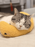 Darrahopens Pet Care > Cat Supplies > Cat Furniture Yellow Pet U-Shaped Pillow - Soft Teddy Velvet Neck Support Cushion for Dogs and Cats, Deep Sleep Aid with Embroidered Design, Lightweight and Comfortable Pet Bed Accessory