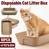 Darrahopens Pet Care > Cat Supplies > Cat Litter 10pcs Disposable Litter Box Pulp Degradable Pet Tray Travel Portable Eco Use