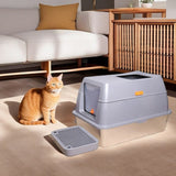 Darrahopens Pet Care > Cat Supplies > Cat Litter 65L Big Cat Stainless Steel Litter Box With Lid High Wall With Triple Pedal Gray