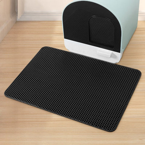 Darrahopens Pet Care > Cat Supplies > Cat Litter Black Large Double-Layer Cat Litter Trapping Mat - Waterproof EVA Honeycomb Design for Scatter Control (45cm x 60cm)