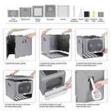 Darrahopens Pet Care > Cat Supplies > Cat Litter Foldable Fully Enclosed Hooded Cat Litter Box Self-Cleaning Kitty Toilet w Tray