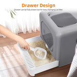 Darrahopens Pet Care > Cat Supplies > Cat Litter Foldable Fully Enclosed Hooded Cat Litter Box Self-Cleaning Kitty Toilet w Tray