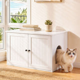 Darrahopens Pet Care > Cat Supplies > Cat Litter i.Pet 80x53cm Cat Litter Box Enclosure Hidden Litter Tray Cabinet Furniture White In Australia - Darrahopens