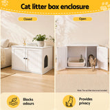 Darrahopens Pet Care > Cat Supplies > Cat Litter i.Pet 80x53cm Cat Litter Box Enclosure Hidden Litter Tray Cabinet Furniture White In Australia - Darrahopens
