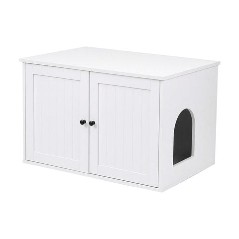 Darrahopens Pet Care > Cat Supplies > Cat Litter i.Pet 80x53cm Cat Litter Box Enclosure Hidden Litter Tray Cabinet Furniture White In Australia - Darrahopens