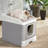 Darrahopens Pet Care > Cat Supplies > Cat Litter Large Hooded Cat Litter Box with Enclosed Top