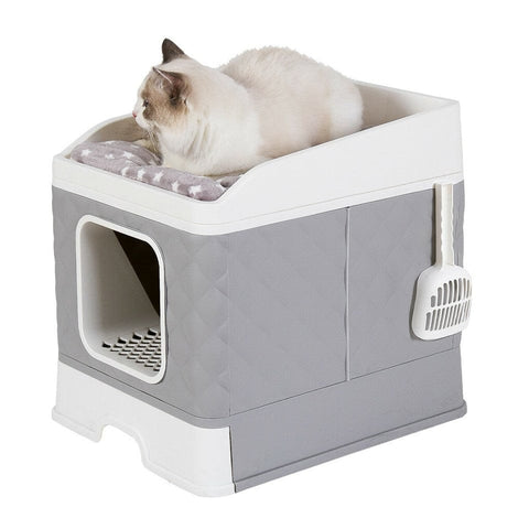 Darrahopens Pet Care > Cat Supplies > Cat Litter Large Hooded Cat Litter Box with Enclosed Top