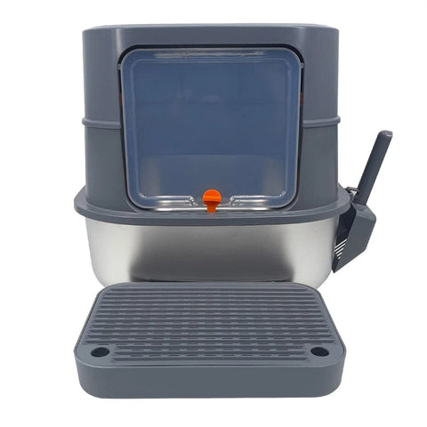 Darrahopens Pet Care > Cat Supplies > Cat Litter P&P Jumbo Stainless Steel Cat Litter Box for Multi-Cats Large Toilet Box with Removable Lid