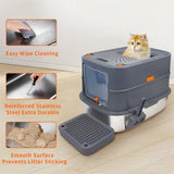 Darrahopens Pet Care > Cat Supplies > Cat Litter P&P Jumbo Stainless Steel Cat Litter Box for Multi-Cats Large Toilet Box with Removable Lid