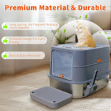 Darrahopens Pet Care > Cat Supplies > Cat Litter P&P Jumbo Stainless Steel Cat Litter Box for Multi-Cats Large Toilet Box with Removable Lid