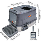 Darrahopens Pet Care > Cat Supplies > Cat Litter P&P Jumbo Stainless Steel Cat Litter Box for Multi-Cats Large Toilet Box with Removable Lid