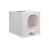 Darrahopens Pet Care > Cat Supplies > Cat Litter Pink Fully Enclosed Cat Litter Box Large Plastic Toilet for Cats with Lid Tray
