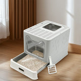 Darrahopens Pet Care > Cat Supplies > Cat Litter Stainless Steel Enclosed Cat Litter Box Top Exit Pet Toilet Box w/ Litter Scoop
