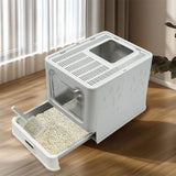 Darrahopens Pet Care > Cat Supplies > Cat Litter Stainless Steel Enclosed Cat Litter Box Top Exit Pet Toilet Box w/ Litter Scoop