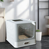 Darrahopens Pet Care > Cat Supplies > Cat Litter Stainless Steel Enclosed Cat Litter Box Top Exit Pet Toilet Box w/ Litter Scoop