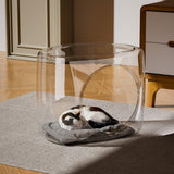 Darrahopens Pet Care > Cat Supplies > Cat Litter Transparent Capsule Cat Litter Box Semi Enclosed Cat House for Indoor Use