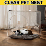 Darrahopens Pet Care > Cat Supplies > Cat Litter Transparent Capsule Cat Litter Box Semi Enclosed Cat House for Indoor Use
