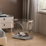 Darrahopens Pet Care > Cat Supplies > Cat Litter Transparent Capsule Cat Litter Box Semi Enclosed Cat House for Indoor Use