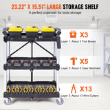 Darrahopens Pet Care > Cat Supplies > Cat Litter VEVOR Foldable Utility Service Cart, 3 Shelf 165LBS Heavy Duty Plastic Rolling Cart with Lockable Wheels, Ergonomic Handle, Portable Garage Tool Cart for Warehouse/Office/Home(25.62"x15.43"x32.76")