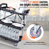 Darrahopens Pet Care > Cat Supplies > Cat Litter VEVOR Foldable Utility Service Cart, 3 Shelf 165LBS Heavy Duty Plastic Rolling Cart with Lockable Wheels, Ergonomic Handle, Portable Garage Tool Cart for Warehouse/Office/Home(25.62"x15.43"x32.76")