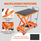 Darrahopens Pet Care > Cat Supplies > Cat Litter VEVOR Hydraulic Lift Table Cart, 500lbs Capacity 28.5" Lifting Height, Manual Single Scissor Lift Table with 4 Wheels and Non-slip Pad, Hydraulic Scissor Cart for Material Handling, Orange