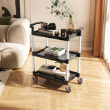 Darrahopens Pet Care > Cat Supplies > Cat Litter VEVOR Utility Cart, 300 lbs Load Capacity, 2-tier Utility Plastic Cart with 360° Swivel Wheels (2 with Brakes), 24.4 x 16.1-inch Food Service Cart for Warehouse, Office, Home, Restaurant, Kitchen
