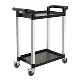 Darrahopens Pet Care > Cat Supplies > Cat Litter VEVOR Utility Cart, 300 lbs Load Capacity, 2-tier Utility Plastic Cart with 360° Swivel Wheels (2 with Brakes), 24.4 x 16.1-inch Food Service Cart for Warehouse, Office, Home, Restaurant, Kitchen