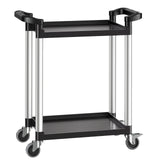 Darrahopens Pet Care > Cat Supplies > Cat Litter VEVOR Utility Cart, 300 lbs Load Capacity, 2-tier Utility Plastic Cart with 360° Swivel Wheels (2 with Brakes), 24.4 x 16.1-inch Food Service Cart for Warehouse, Office, Home, Restaurant, Kitchen