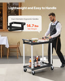 Darrahopens Pet Care > Cat Supplies > Cat Litter VEVOR Utility Cart, 300 lbs Load Capacity, 2-tier Utility Plastic Cart with 360° Swivel Wheels (2 with Brakes), 24.4 x 16.1-inch Food Service Cart for Warehouse, Office, Home, Restaurant, Kitchen