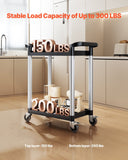 Darrahopens Pet Care > Cat Supplies > Cat Litter VEVOR Utility Cart, 300 lbs Load Capacity, 2-tier Utility Plastic Cart with 360° Swivel Wheels (2 with Brakes), 24.4 x 16.1-inch Food Service Cart for Warehouse, Office, Home, Restaurant, Kitchen