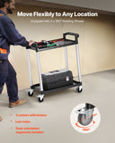 Darrahopens Pet Care > Cat Supplies > Cat Litter VEVOR Utility Cart, 300 lbs Load Capacity, 2-tier Utility Plastic Cart with 360° Swivel Wheels (2 with Brakes), 24.4 x 16.1-inch Food Service Cart for Warehouse, Office, Home, Restaurant, Kitchen