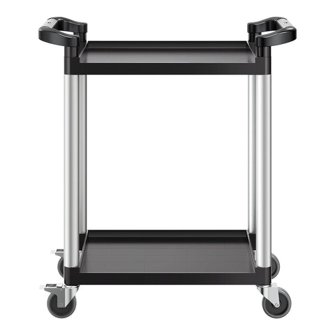 Darrahopens Pet Care > Cat Supplies > Cat Litter VEVOR Utility Cart, 300 lbs Load Capacity, 2-tier Utility Plastic Cart with 360° Swivel Wheels (2 with Brakes), 24.4 x 16.1-inch Food Service Cart for Warehouse, Office, Home, Restaurant, Kitchen