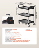 Darrahopens Pet Care > Cat Supplies > Cat Litter VEVOR Utility Cart, 300 lbs Load Capacity, 3-tier Utility Plastic Cart with 360° Swivel Wheels (2 with Brakes), 24.4 x 16.1-inch Food Service Cart for Warehouse, Office, Home, Restaurant, Kitchen