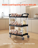 Darrahopens Pet Care > Cat Supplies > Cat Litter VEVOR Utility Cart, 300 lbs Load Capacity, 3-tier Utility Plastic Cart with 360° Swivel Wheels (2 with Brakes), 24.4 x 16.1-inch Food Service Cart for Warehouse, Office, Home, Restaurant, Kitchen