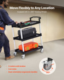 Darrahopens Pet Care > Cat Supplies > Cat Litter VEVOR Utility Cart, 300 lbs Load Capacity, 3-tier Utility Plastic Cart with 360° Swivel Wheels (2 with Brakes), 24.4 x 16.1-inch Food Service Cart for Warehouse, Office, Home, Restaurant, Kitchen