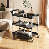Darrahopens Pet Care > Cat Supplies > Cat Litter VEVOR Utility Cart, 300 lbs Load Capacity, 3-tier Utility Plastic Cart with 360° Swivel Wheels (2 with Brakes), 24.4 x 16.1-inch Food Service Cart for Warehouse, Office, Home, Restaurant, Kitchen