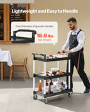 Darrahopens Pet Care > Cat Supplies > Cat Litter VEVOR Utility Cart, 300 lbs Load Capacity, 3-tier Utility Plastic Cart with 360° Swivel Wheels (2 with Brakes), 24.4 x 16.1-inch Food Service Cart for Warehouse, Office, Home, Restaurant, Kitchen