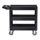Darrahopens Pet Care > Cat Supplies > Cat Litter VEVOR Utility Service Cart, 550 LBS Laod Capacity, 3 Shelf Heavy Duty Plastic Rolling Utility Cart with 360° Swivel Wheels (2 with Brakes), Ergonomic Storage Handle for Warehouse/Garage/Cleaning