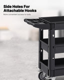 Darrahopens Pet Care > Cat Supplies > Cat Litter VEVOR Utility Service Cart, 550 LBS Laod Capacity, 3 Shelf Heavy Duty Plastic Rolling Utility Cart with 360° Swivel Wheels (2 with Brakes), Ergonomic Storage Handle for Warehouse/Garage/Cleaning
