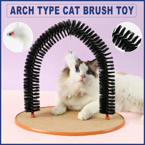 Darrahopens Pet Care > Cat Supplies > Cat Scratchers Arch Cat Scrub Brush Pet Grooming Toy Self Groomer Tickle Device for Cats