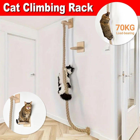 Darrahopens Pet Care > Cat Supplies > Cat Scratchers Cat Climbing Frame Rope Leash Jumping Platform for Cats Interactive Play Set