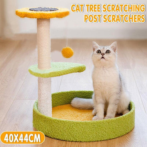 Darrahopens Pet Care > Cat Supplies > Cat Scratchers Cat Tree Scratching Tower Post Pet Climbing Board Scratcher Furniture Pet Toy