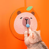 Darrahopens Pet Care > Cat Supplies > Cat Scratchers Fruit-Themed Capybara Cat Scratching Pad - Sisal Rope, EVA Non-Slip Backing, Hanging or Floor Use(orange)