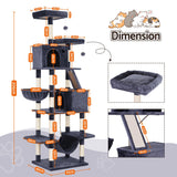 Darrahopens Pet Care > Cat Supplies > Cat Scratchers i.Pet Cat Tree Tower 206cm Large Scratching Post Furniture Scratcher House Grey