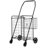 Darrahopens Pet Care > Cat Supplies > Cat Scratchers VEVOR Shopping Cart, Folding Grocery Utility Cart with Dual Baskets, Waterproof Liner & Wheels, 45 KG Large Load Capacity, Heavy Duty Laundry Basket for Laundry, Shopping, Camping, Grocery, Luggage