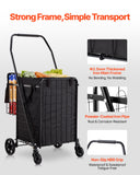 Darrahopens Pet Care > Cat Supplies > Cat Scratchers VEVOR Shopping Cart, Folding Grocery Utility Cart with Dual Baskets, Waterproof Liner & Wheels, 45 KG Large Load Capacity, Heavy Duty Laundry Basket for Laundry, Shopping, Camping, Grocery, Luggage