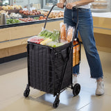 Darrahopens Pet Care > Cat Supplies > Cat Scratchers VEVOR Shopping Cart, Folding Grocery Utility Cart with Dual Baskets, Waterproof Liner & Wheels, 45 KG Large Load Capacity, Heavy Duty Laundry Basket for Laundry, Shopping, Camping, Grocery, Luggage
