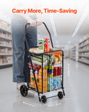 Darrahopens Pet Care > Cat Supplies > Cat Scratchers VEVOR Shopping Cart, Folding Grocery Utility Cart with Swivel Wheels, 40.8 kg Large Load Capacity, Heavy Duty Rolling Laundry Basket Butler for Laundry, Shopping, Camping, Grocery, Luggage, Black